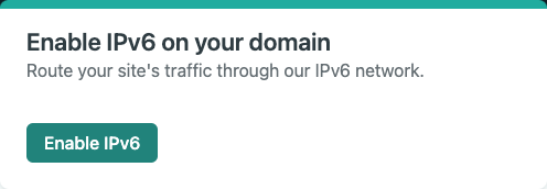 Part of a Nelify web page displaying a button to enable IPv6
