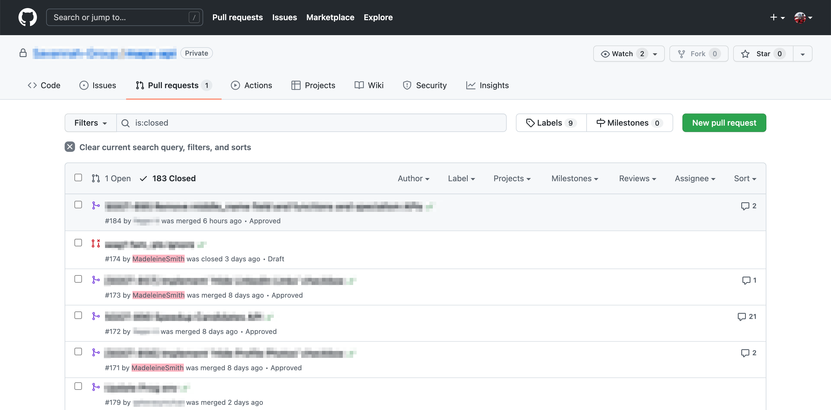 A screenshot of the pull request page in GitHub with my Stylish rule active.