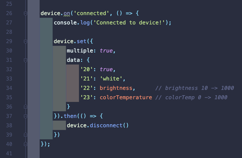 A screenshot of code in my IDE with each indentation step colored in a pastel color